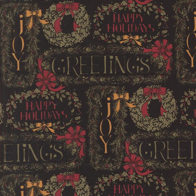 Quilting Cotton A Vintage Christmas Black Moda