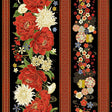 Quilting Cotton Lotus Garden Stripes Black Timeless Treasures