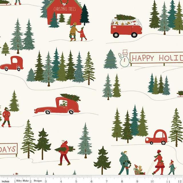 Quilting Cotton Christmas Is in Town Main Cream Riley Blake