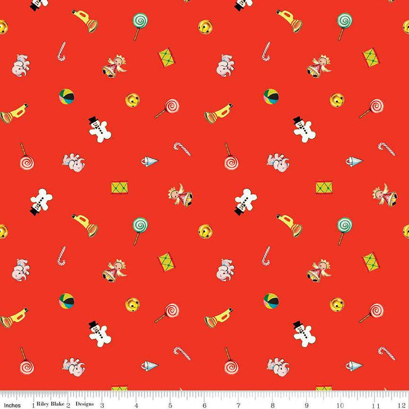 Quilting Cotton Jingle Bells Toys Red Riley Blake