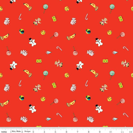 Quilting Cotton Jingle Bells Toys Red Riley Blake