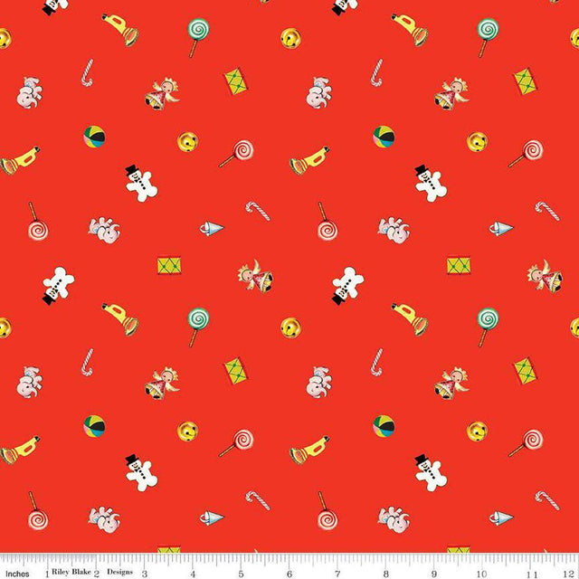 Quilting Cotton Jingle Bells Toys Red Riley Blake