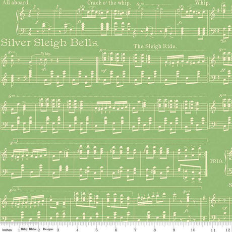 Quilting Cotton Classic Christmas Sheet Music Green Riley Blake