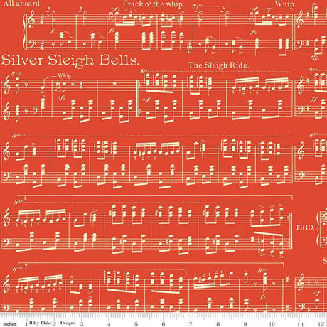 Quilting Cotton Classic Christmas Sheet Music Red Riley Blake Designs