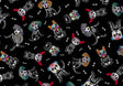 Quilting Cotton Sugar Skull Dogs Halloween 44/45" Wide