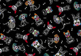 Quilting Cotton Sugar Skull Dogs Halloween 44/45" Wide