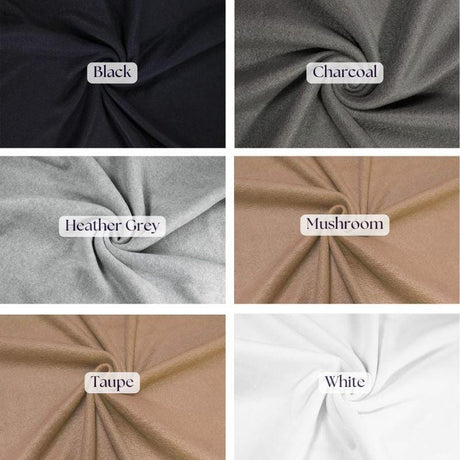Anti-Pill Polar Fleece Fabric - Baby Blue, Black, Charcoal, Dk Yellow Gold, Fuchsia, Heather Grey, Hunter Green, Kelly Green, Lavender, Lime, Lt Yellow, Mushroom, Navy, Orange, Pink, Purple, Red, Royal Blue, Taupe, White