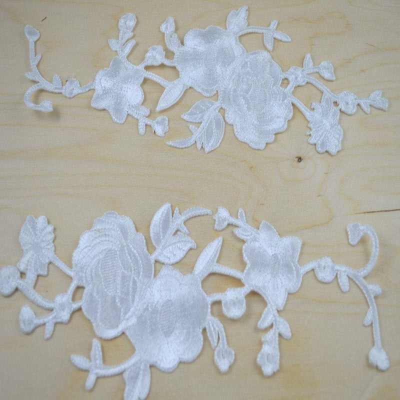 Embroidered Flower Patch White Iron-On