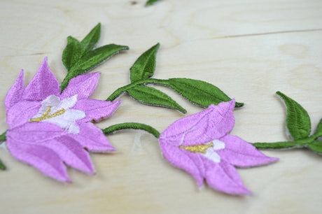 Embroidered Flower Patch Lavender Green