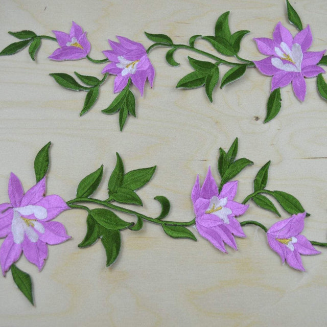 Embroidered Flower Patch Lavender Green