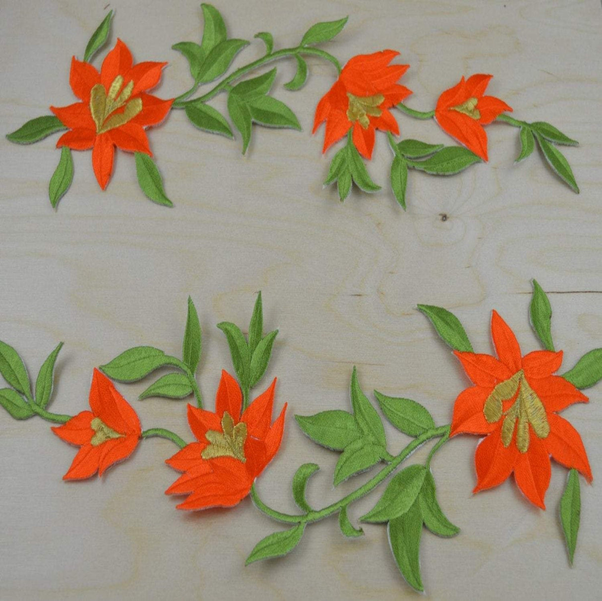 Flower Patch Orange Green Lily Applique