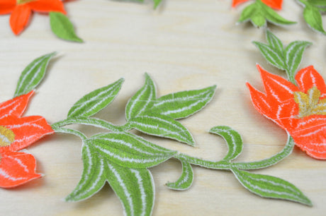Flower Patch Orange Green Lily Applique
