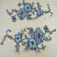 Flower Embroidery Patch Pale Blue Antique Gold