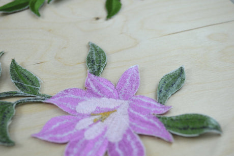 Embroidered Flower Patch Lavender Green
