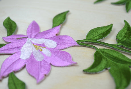 Embroidered Flower Patch Lavender Green
