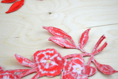 Flower Patch Red Embroidery Applique