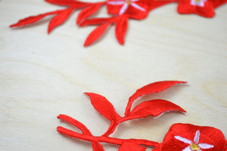 Flower Patch Red Embroidery Applique