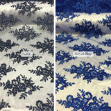 VT-12 Sequin And Beaded Lace Fabric - Multi-Color Floral Embroidery, 52" Width