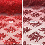 VT-12 Sequin And Beaded Lace Fabric - Multi-Color Floral Embroidery, 52" Width