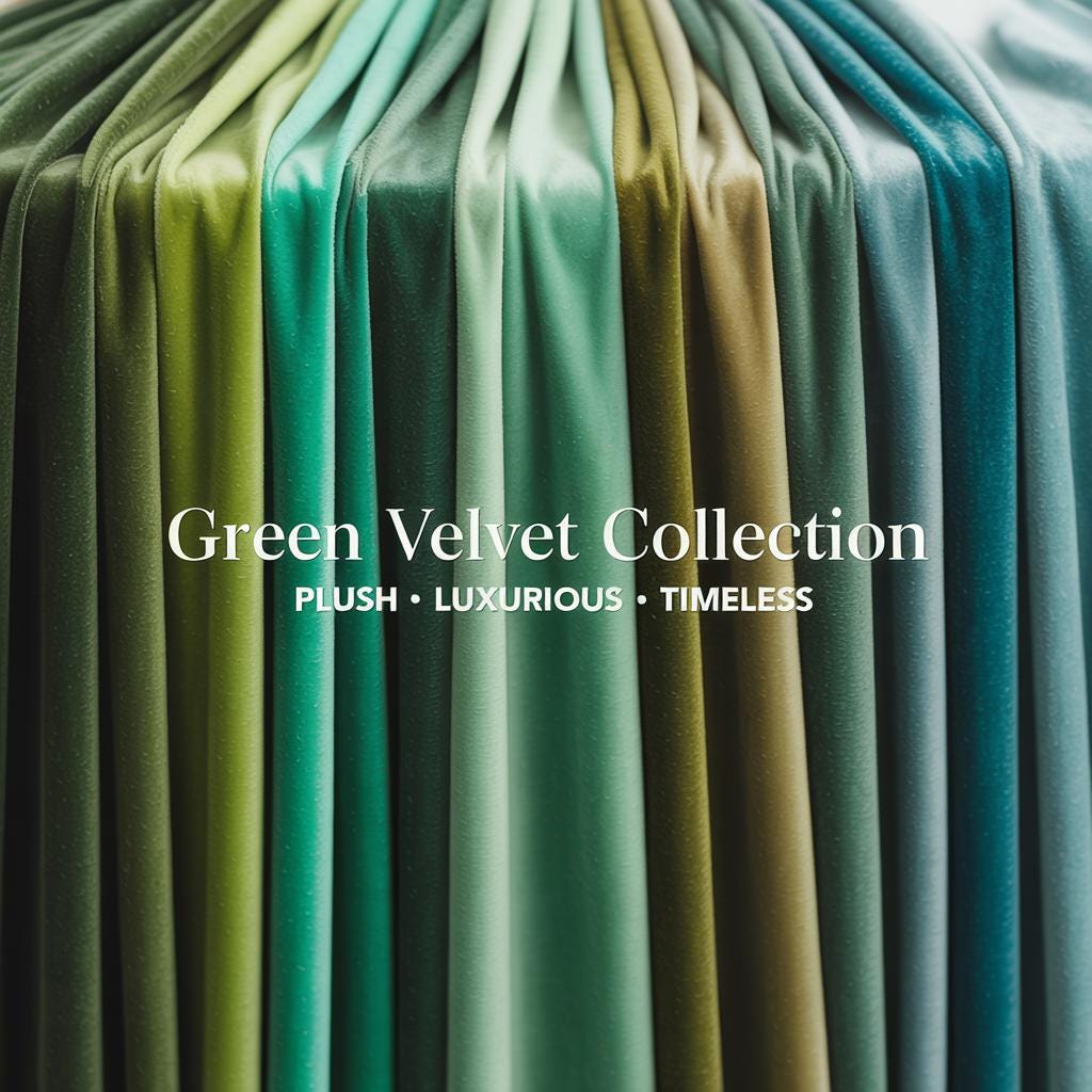 Soft Stretch Velvet Fabric - Spring Green, Hunter Green, Tiffany, Olive, Mint, Jade, 58" Width