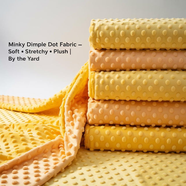 Minky Dimple Dot Polyester Fabric - Banana, Canary Yellow, Copper, Mango Yellow, Orange, Yellow, 60" Width (1 Yard)