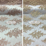 VT-12 Sequin And Beaded Lace Fabric - Multi-Color Floral Embroidery, 52" Width