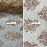 Elegant Sequin Lace Fabric - Floral Sequin Lace, Baby Blue, 51" Width