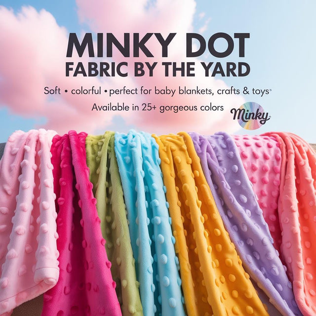 Minky Dot Polyester Fabric - Soft Dimple Polka Dot, 60" Width