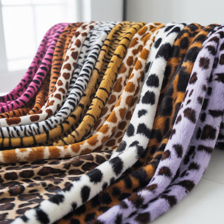 Animal Print Velboa Faux Fur Fabric - Cow, Tiger, Leopard, Giraffe, Dalmatian Dog, 60" Width