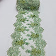 Sage Green Beaded Lace Fabric - 3D Embroidered Lace With Pearls And Sequins, 13" Width