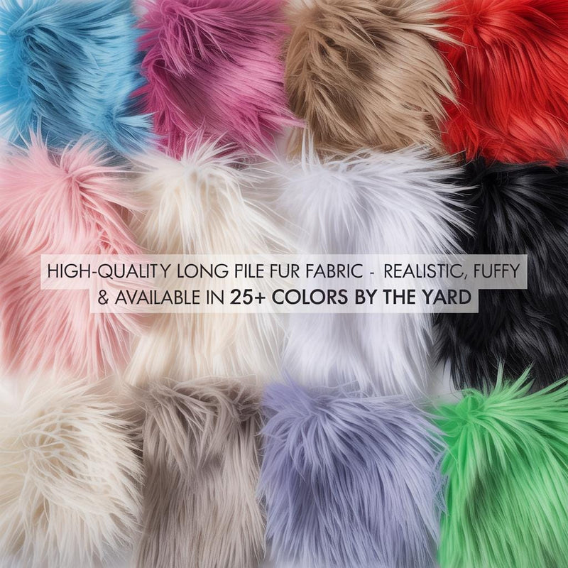 Long Pile Faux Fur Fabric - Multiple Colors, Shaggy Texture, 1 Yard