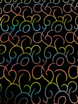 Polyester Spandex Velvet Fabric - Multi Foil Hologram Effect Swirl Design, 58 To 60 Inches Wide