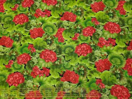 Quilting Cotton Scarlet Beauty Geranium with Leaves Timeless Treasures