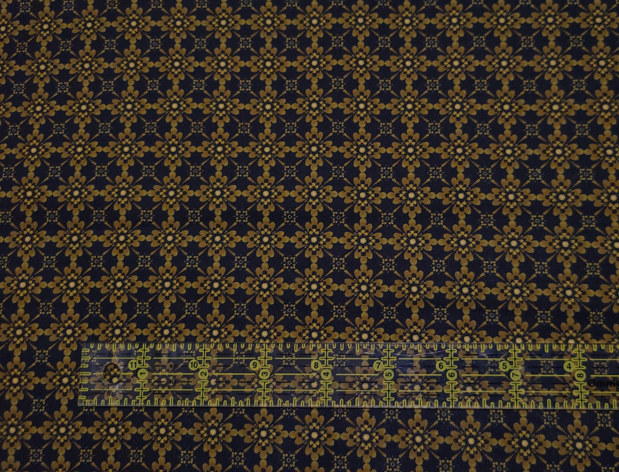 Quilting Cotton Geo Floral Fleur CD3188 Black Timeless Treasures