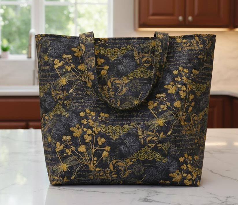 Quilting Cotton Text and Floral Fleur-CD3182 Black Timeless Treasures