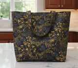 Quilting Cotton Text and Floral Fleur-CD3182 Black Timeless Treasures