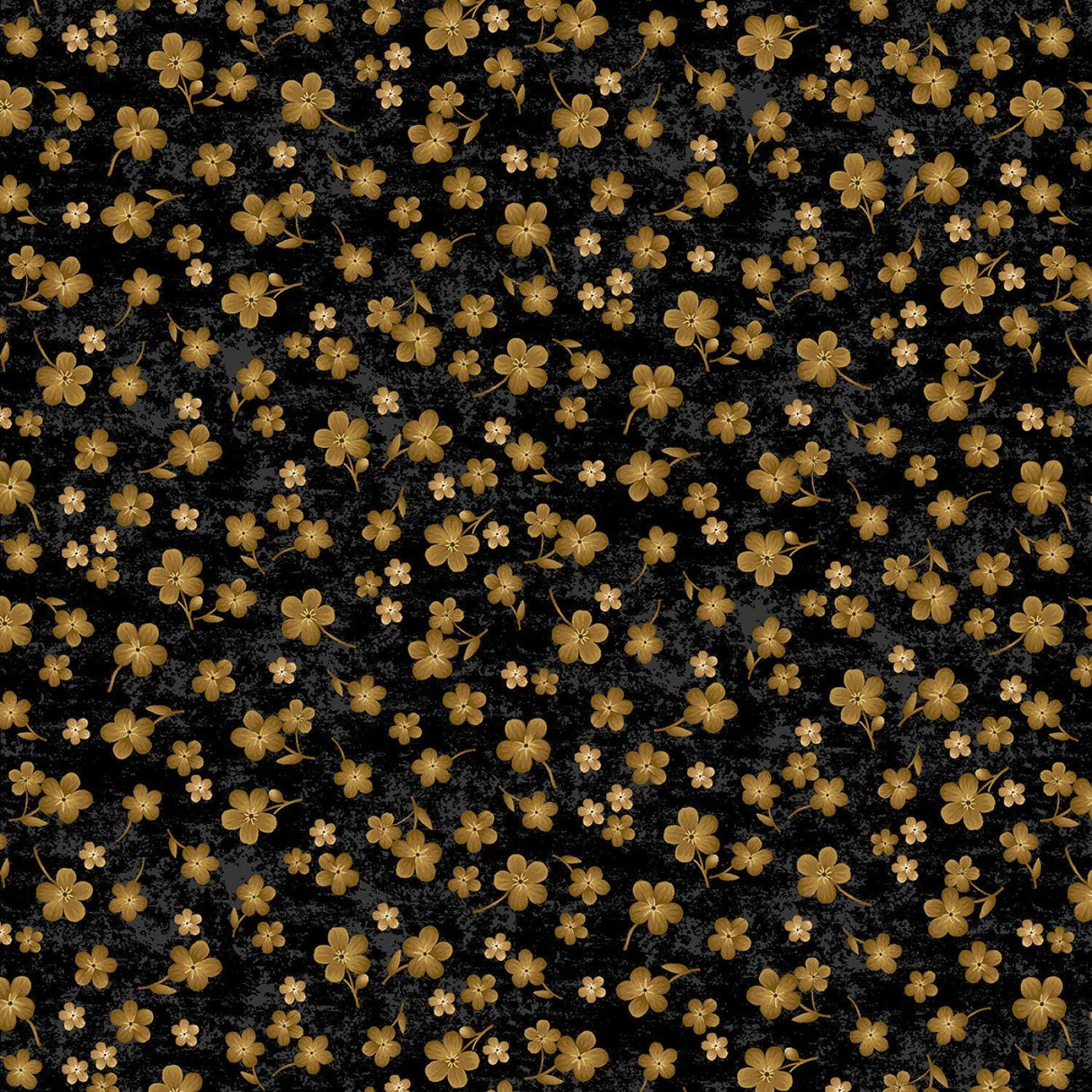 Quilting Cotton Scarlet Beauty Tossed Gold Geranium Fleur Black Timeless Treasures