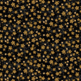 Quilting Cotton Scarlet Beauty Tossed Gold Geranium Fleur Black Timeless Treasures