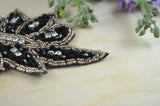 Rhinestone Leaf Applique Black Champagne