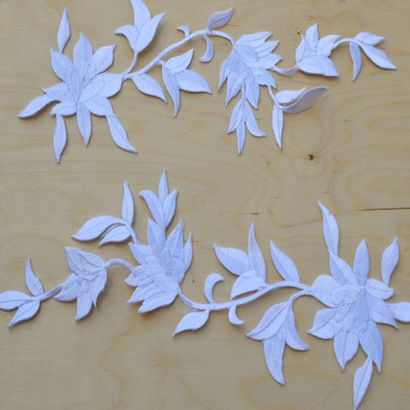 Embroidered Flower Patch White Iron-On Applique
