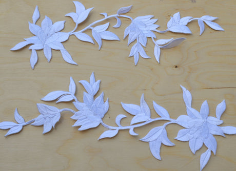 Embroidered Flower Patch White Iron-On Applique