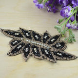 Rhinestone Leaf Applique Black Champagne