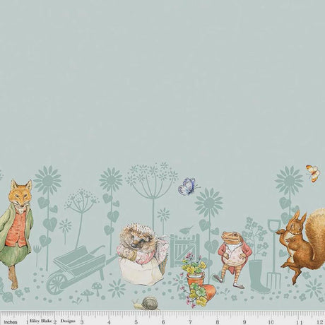 Quilting Cotton Peter Rabbit & Friends Border Print Blue Riley Blake