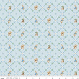 Quilting Cotton Peter Rabbit™ and Benjamin Bunny™ Lattice Blue Riley Blake