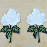 White Rose Iron-On Patch Applique