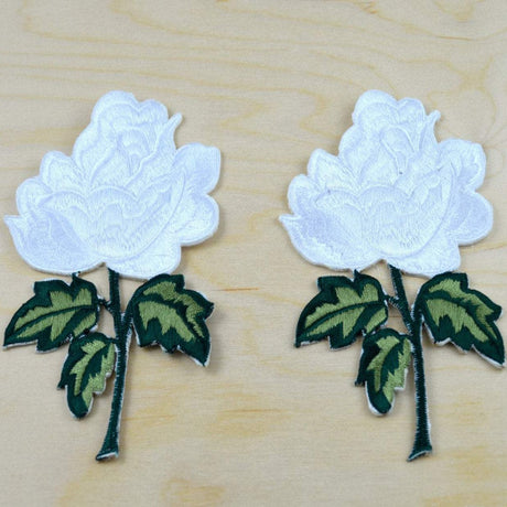 White Rose Iron-On Patch Applique
