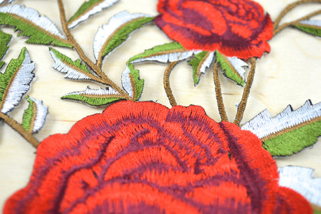 Rose Embroidery Patch Red Iron-On