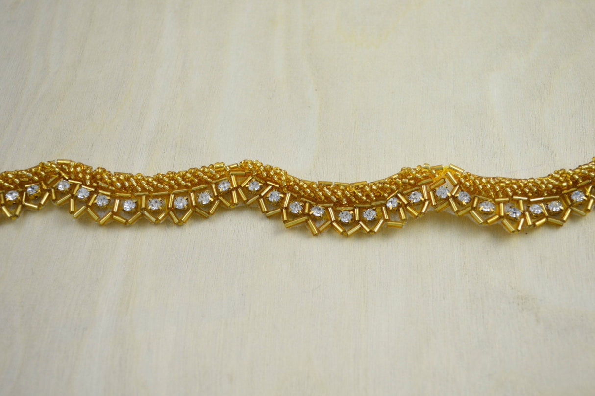Rhinestone Trim Silver Scalloped Iron-On