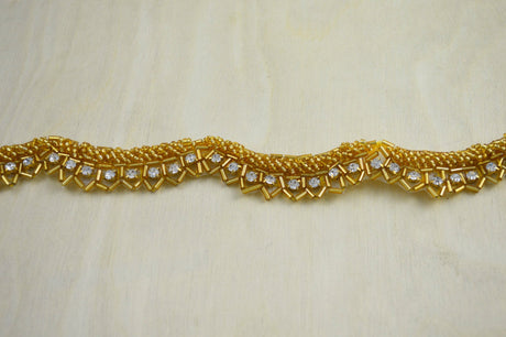 Rhinestone Trim Silver Scalloped Iron-On