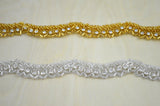Rhinestone Trim Silver Scalloped Iron-On